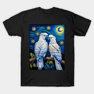 White Cockatoo in starry night T-Shirt